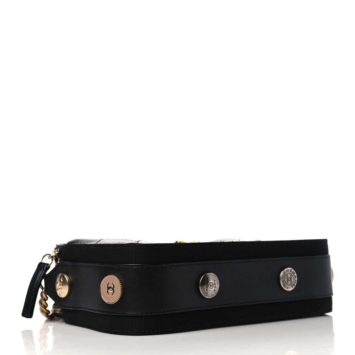Chanel Calfskin Grosgrain Stitched Button Up Camera Case Black 4 of 10