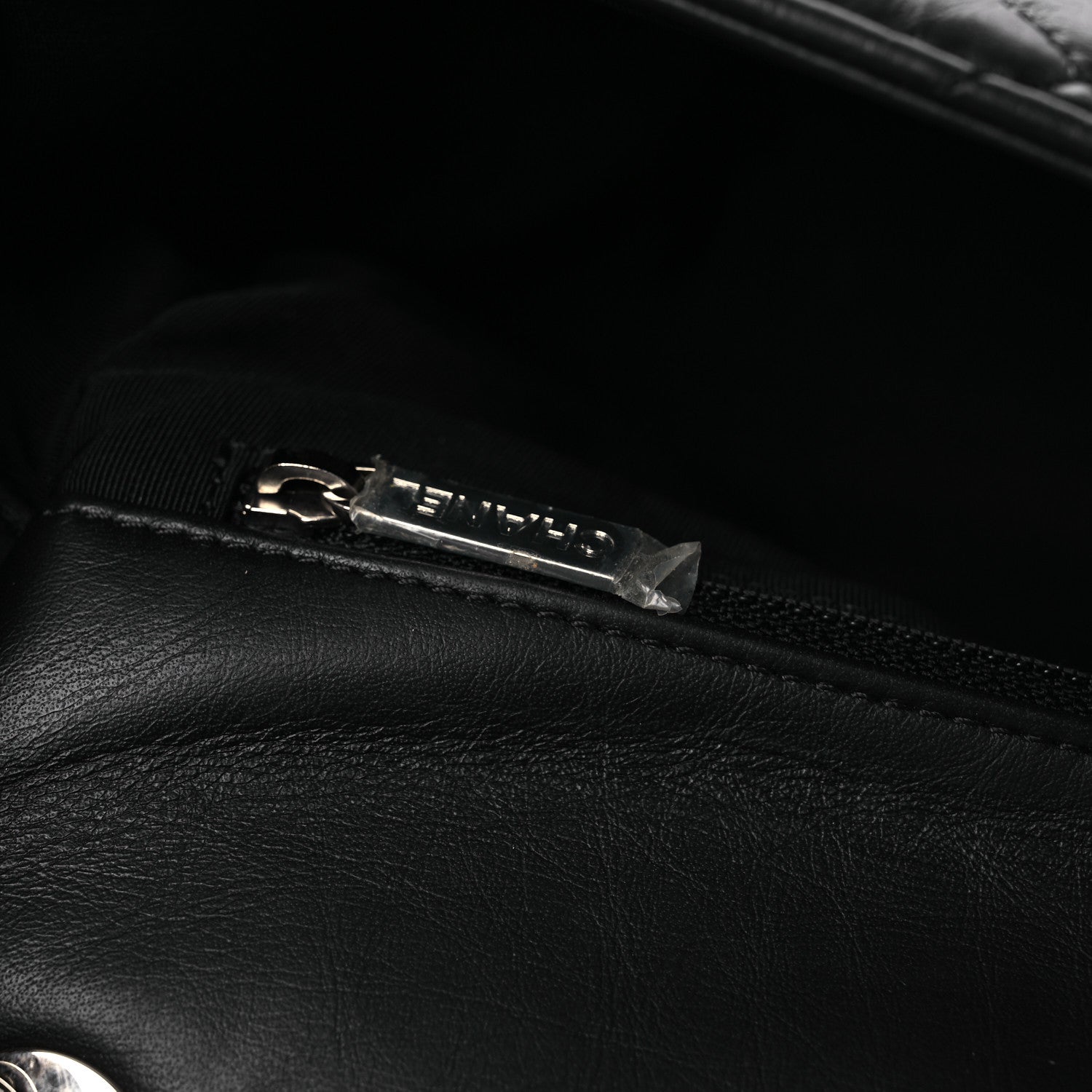 Chanel Crumpled Calfskin Quilted Large Chain Around Flap Black 13 of 15