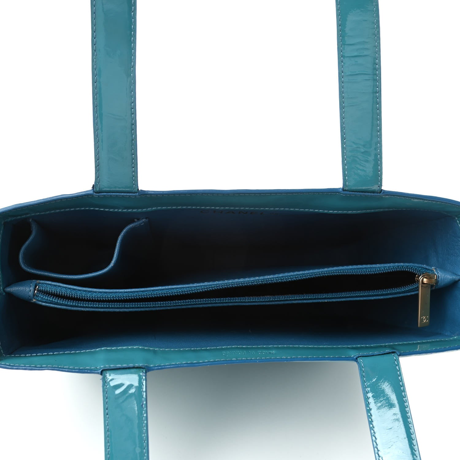 Chanel Patent Logo Tote Turquoise 4 of 4