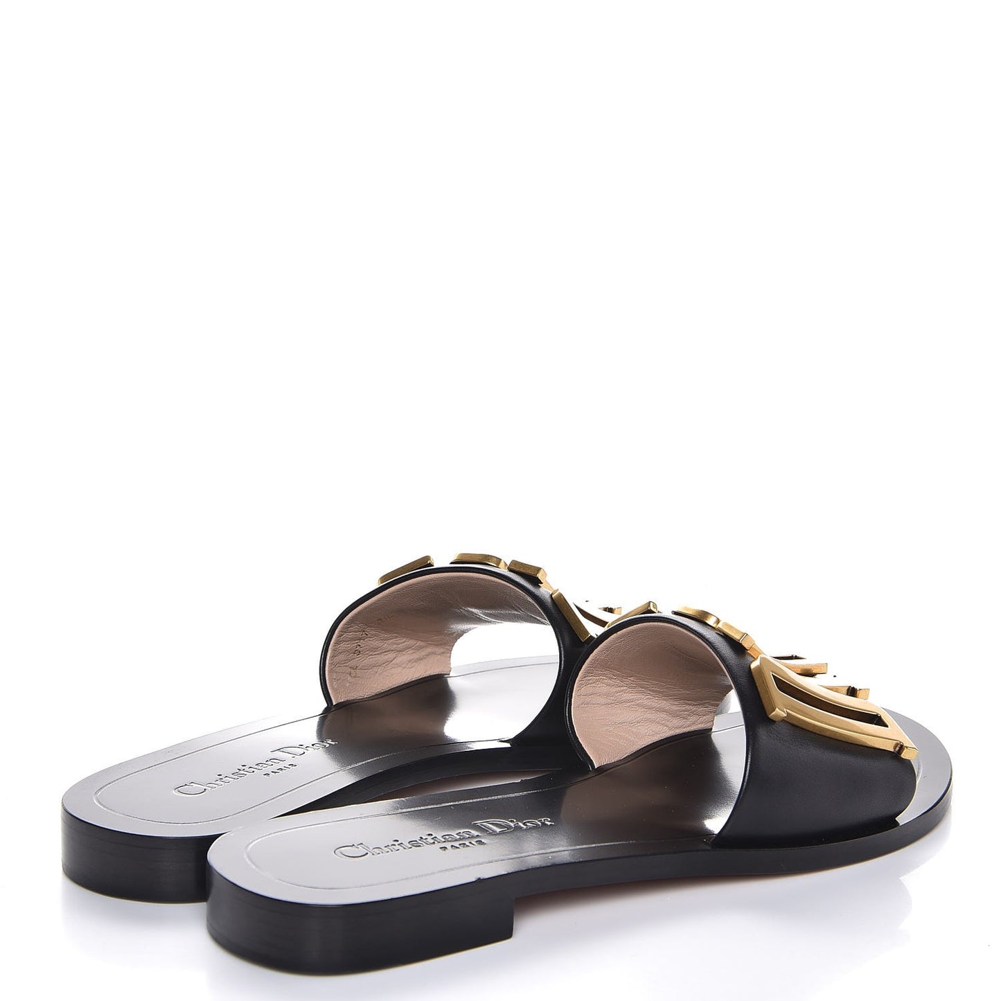 Calfskin Dio(r)evolution 10mm Slide Sandals 37.5 Black