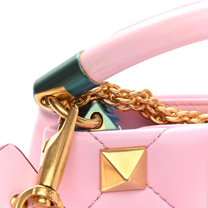 Valentino Garavani Nappa Mini Roman Stud The Handle Bag Pink Borealis 9 of 10