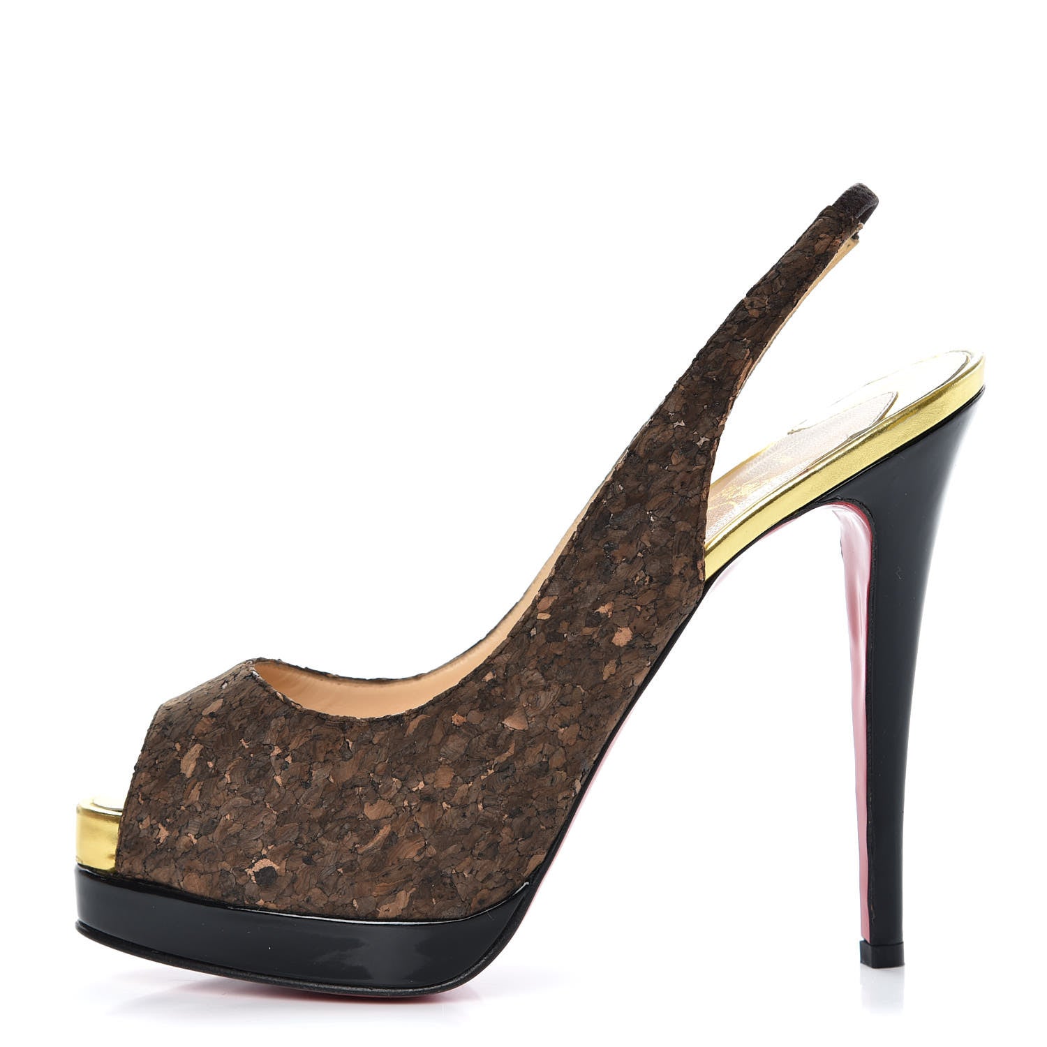 Christian Louboutin Patent Cork Catenita 110 Pumps 38.5 Dark Brown 1 of 10