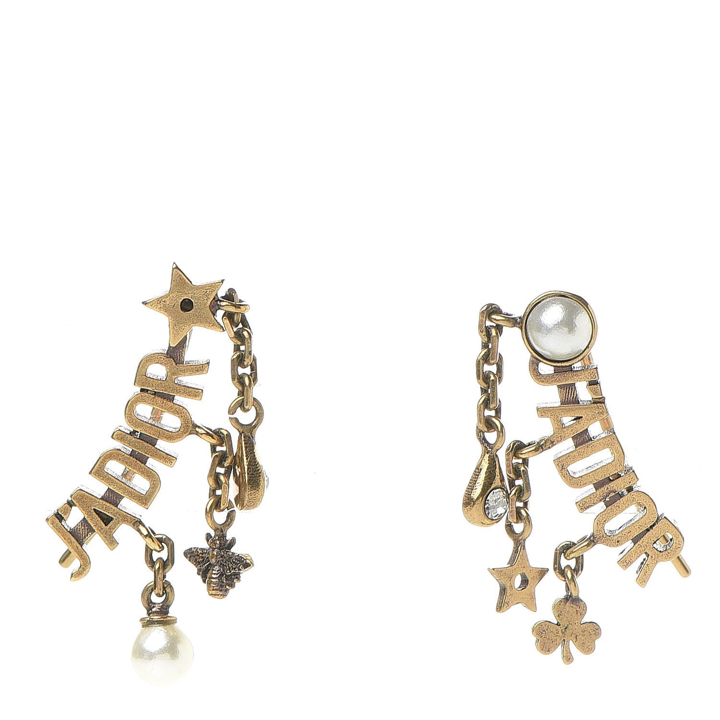 Metal Pearl J'Adior Earrings Aged Gold