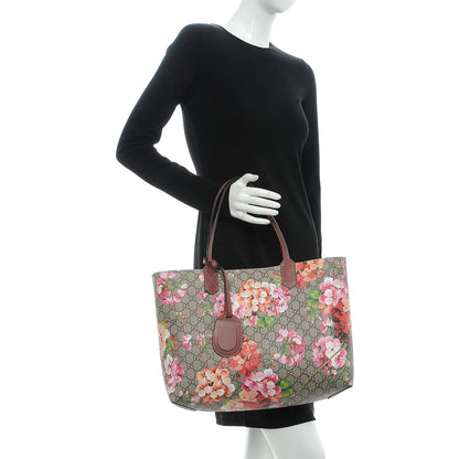 Gucci GG Supreme Monogram Blooms Medium Reversible Tote Beige Multicolor Dry Rose 2 of 9