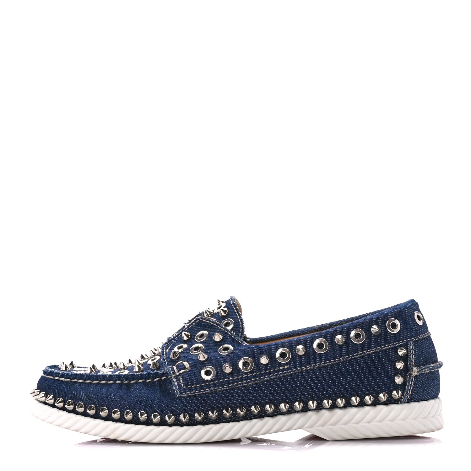 Christian Louboutin Denim Yacht Spikes Loafers 40 Blue 1361629