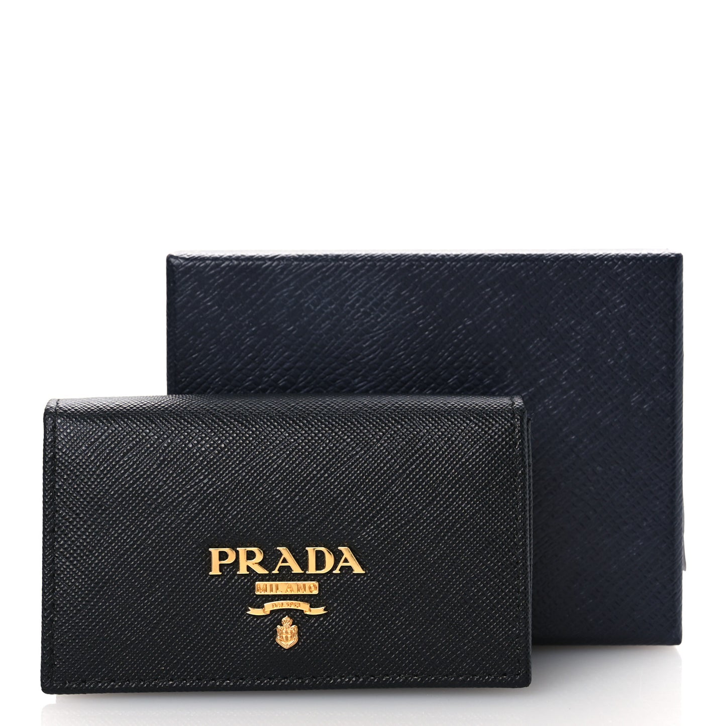 Saffiano Metal Flap Card Holder Black