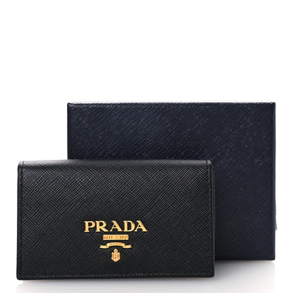 Prada Saffiano Metal Flap Card Holder Black 7 of 7