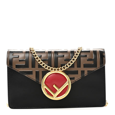 Vitello Liberty F is Fendi Bi-Color FF 1974 Embossed Envelope Belt Bag Maya Black