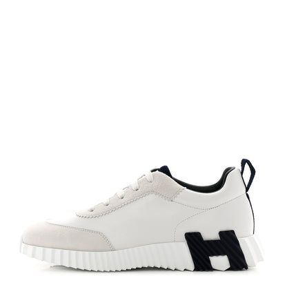Hermes Technical Canvas Suede Goatskin Bouncing Sneakers 41 White 1 of 9