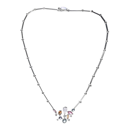 Cartier 18K White Gold Diamond Chalcedony Tourmaline Iolite Aquamarine Garnet Meli Melo Necklace 3 of 5