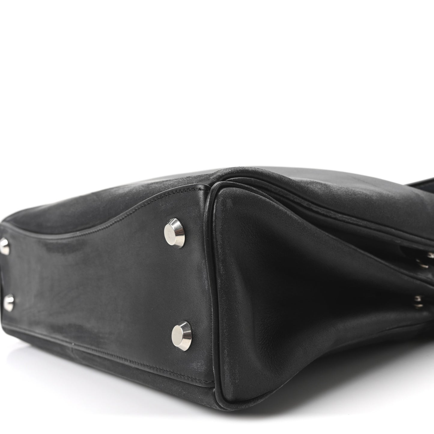 Natural Smooth Calfskin Medium Rodeo Top Handle Handbag Black