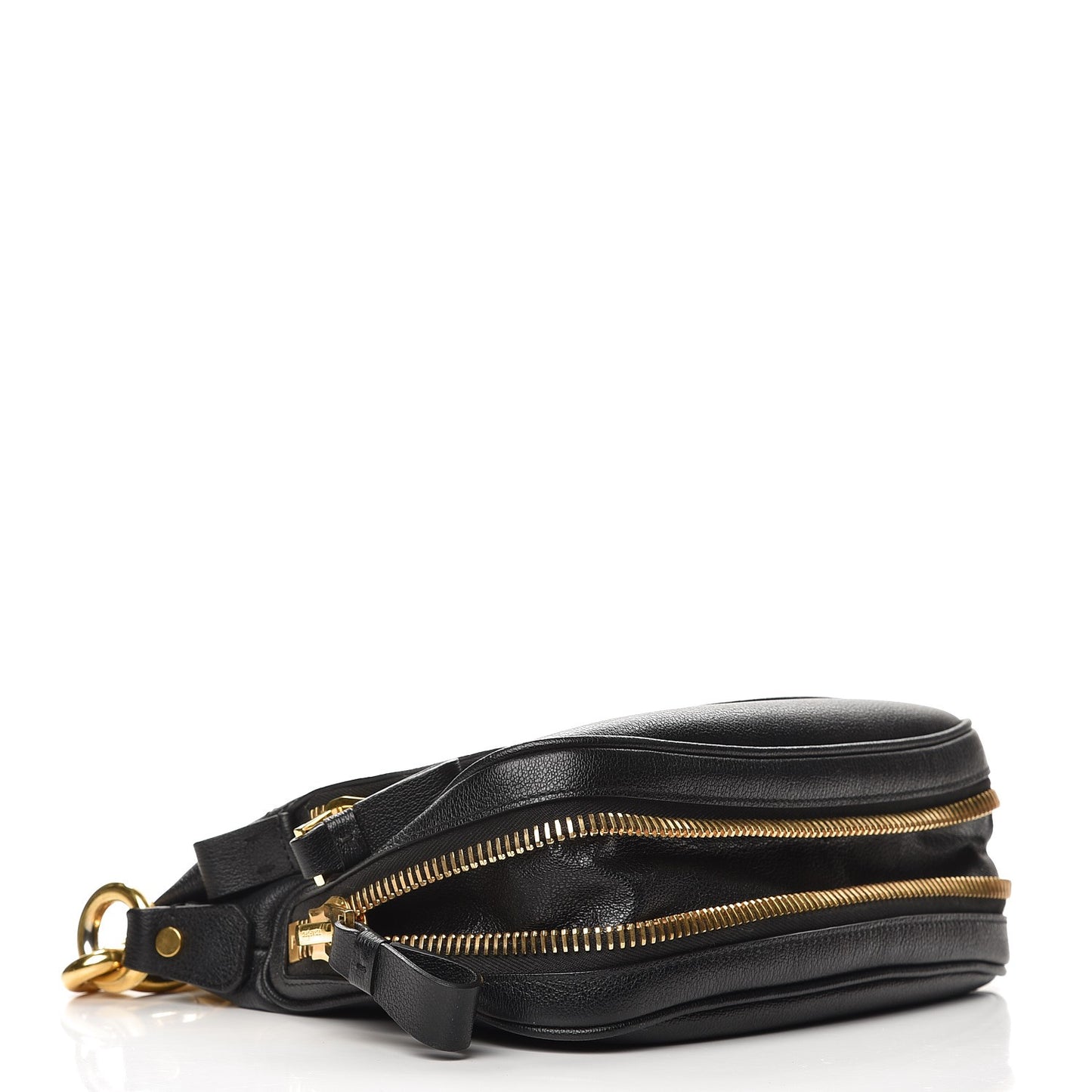 Grained Calfskin Medium Chain Jennifer Crossbody Bag Black