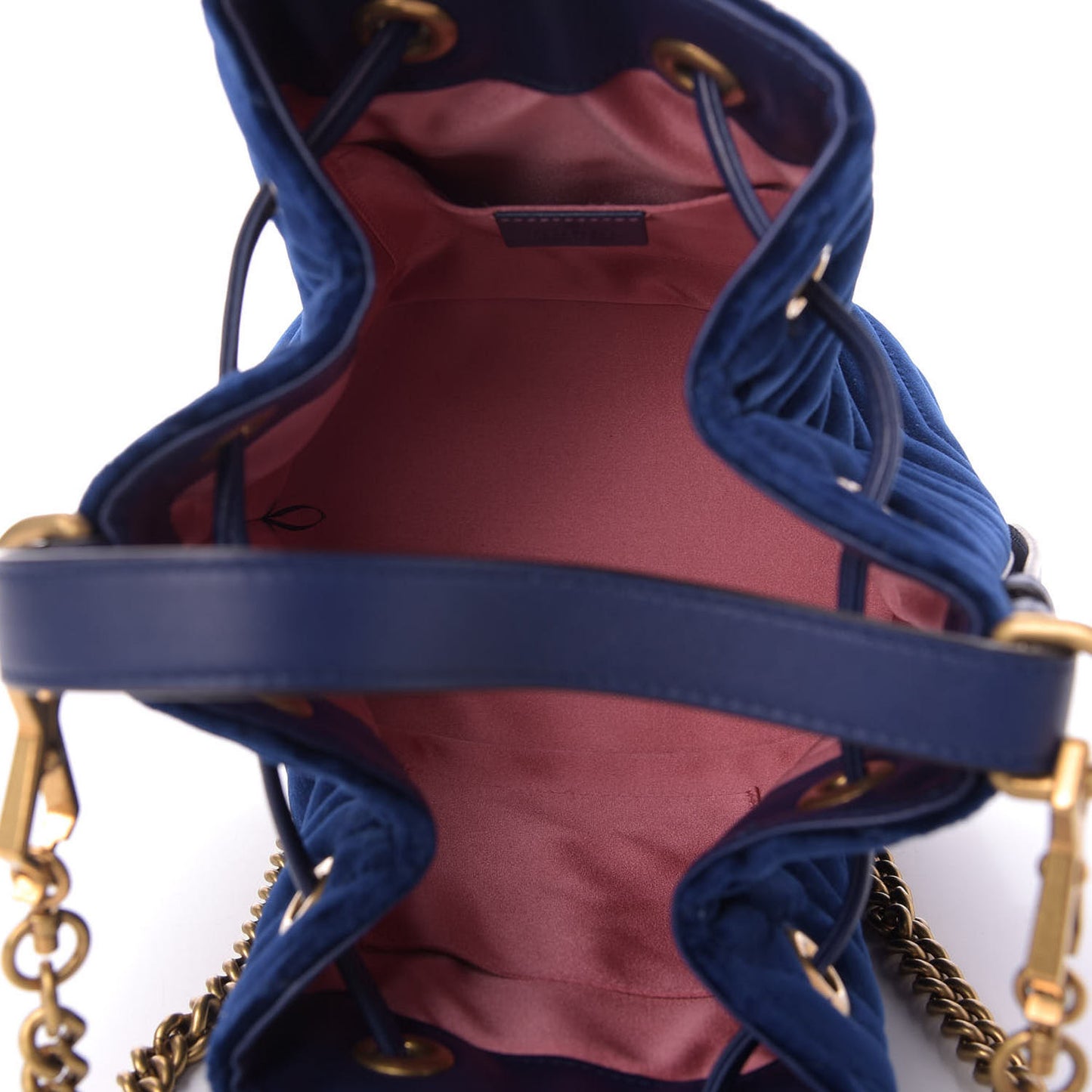 Velvet Matelasse GG Marmont Bucket Bag Cobalt Blue