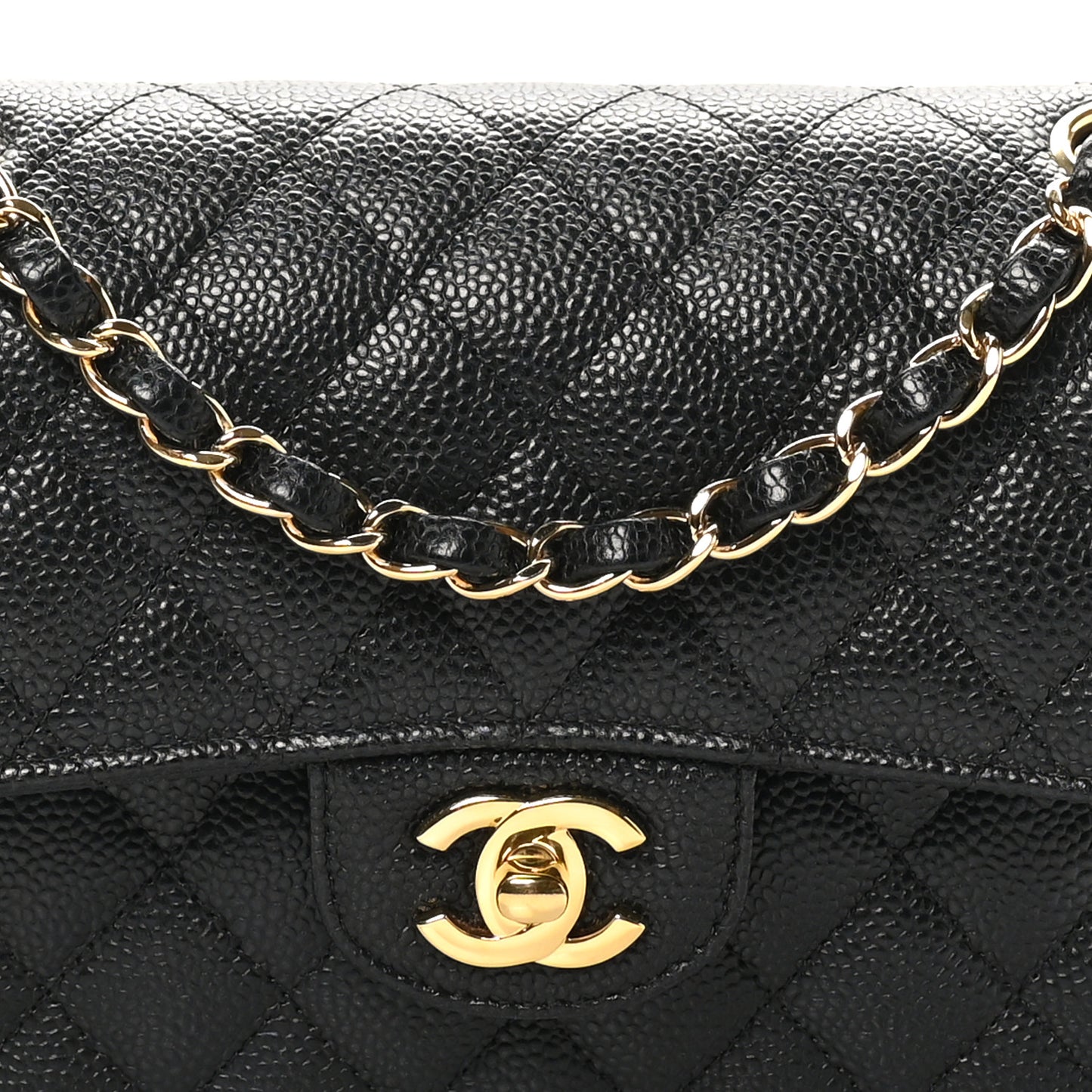 Caviar Quilted Small Double Flap Black