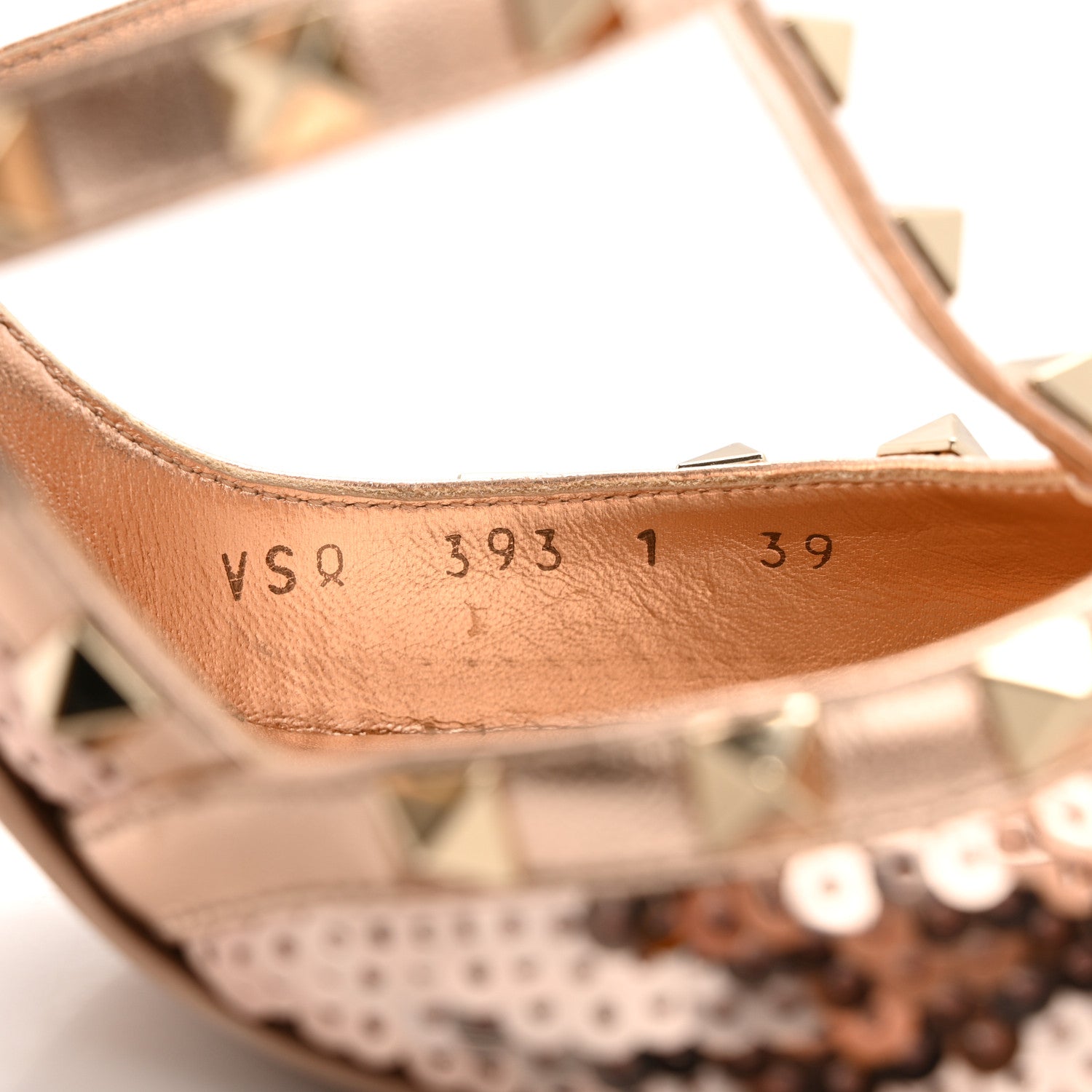 Valentino Garavani Metallic Nappa Sequin Liquid Metal Rockstud Ankle Strap Pumps 39 Rame Poudre 8 of 11