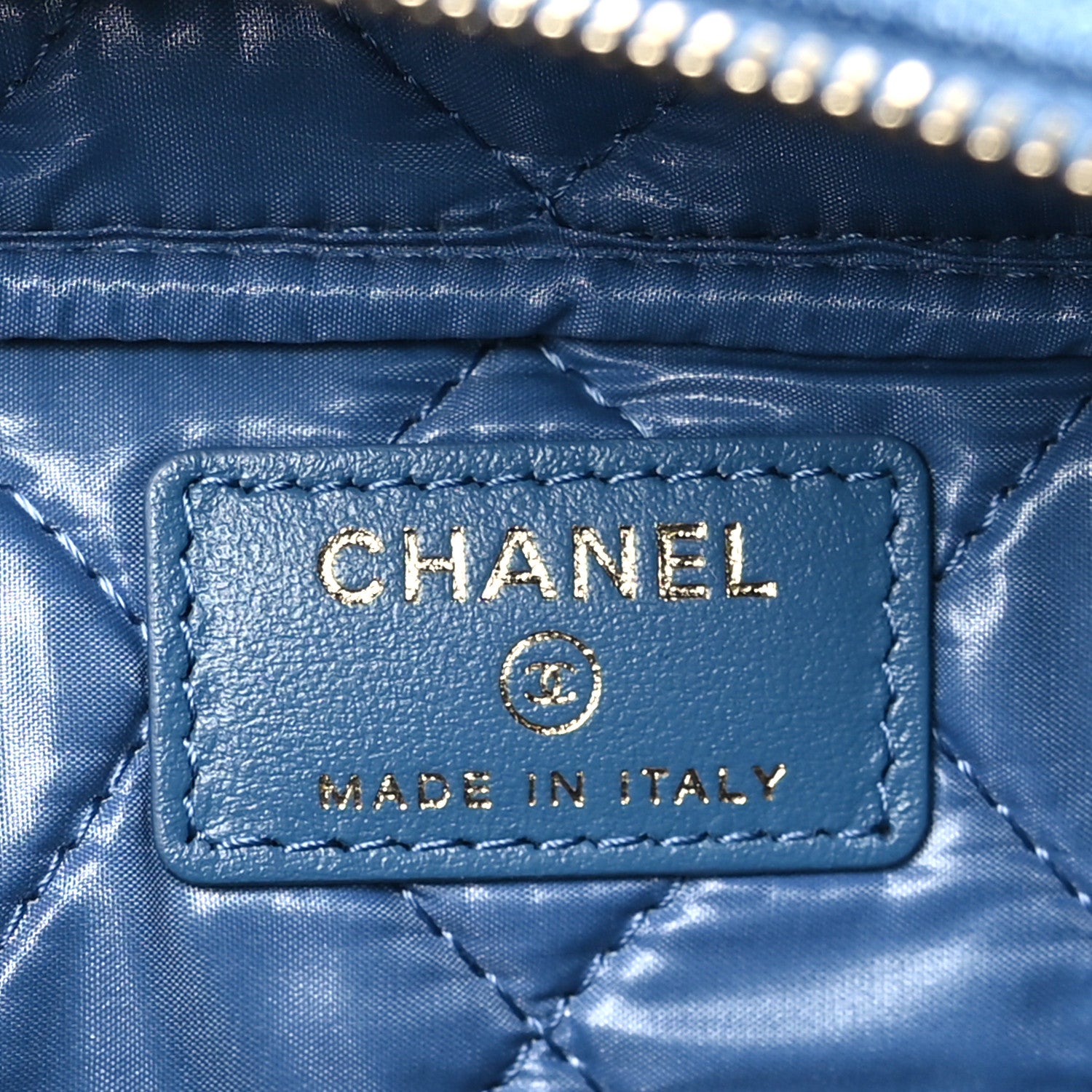 Chanel Denim Quilted Toiletry Case Blue 6 of 9