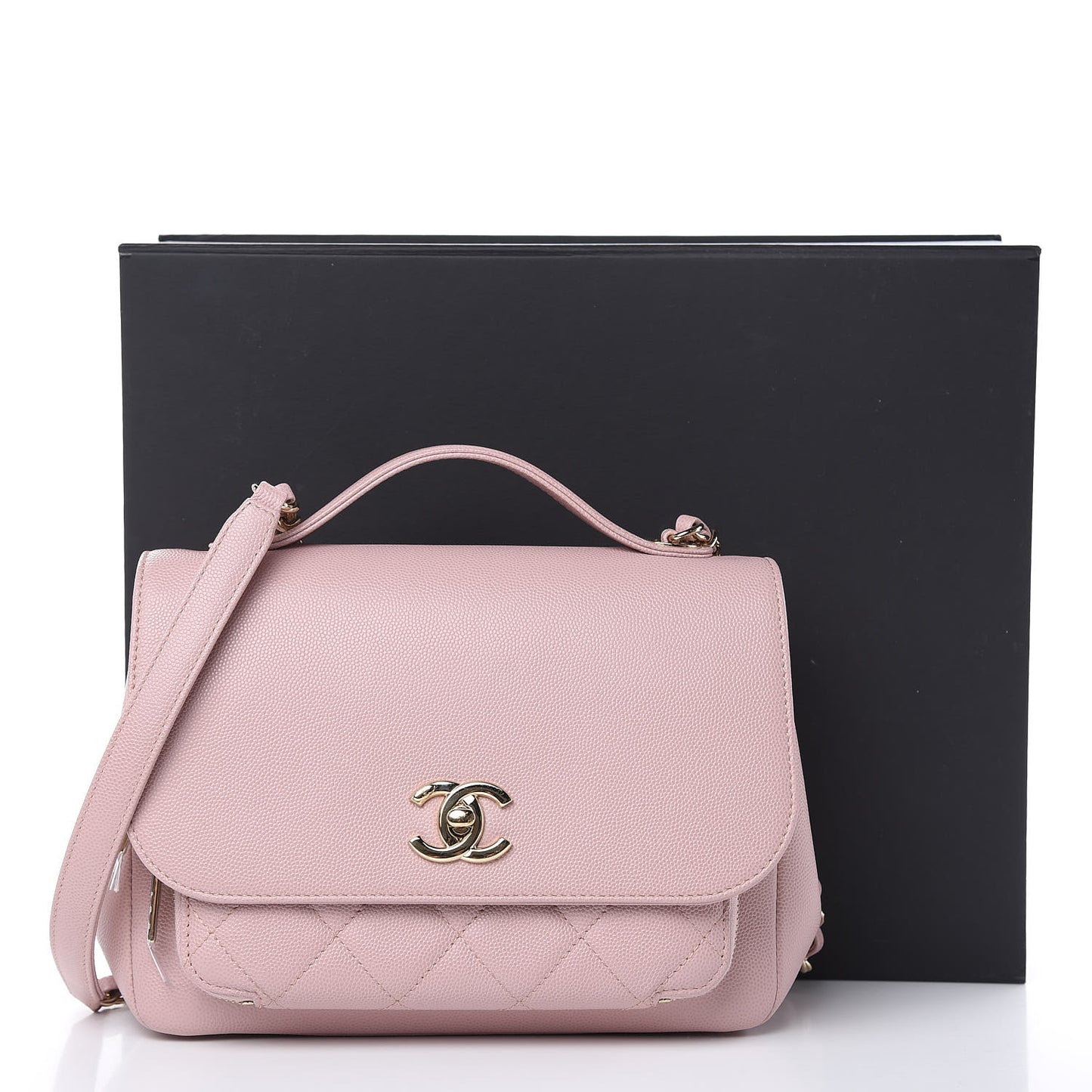 Caviar Quilted Small Business Affinity Flap Light Pink
