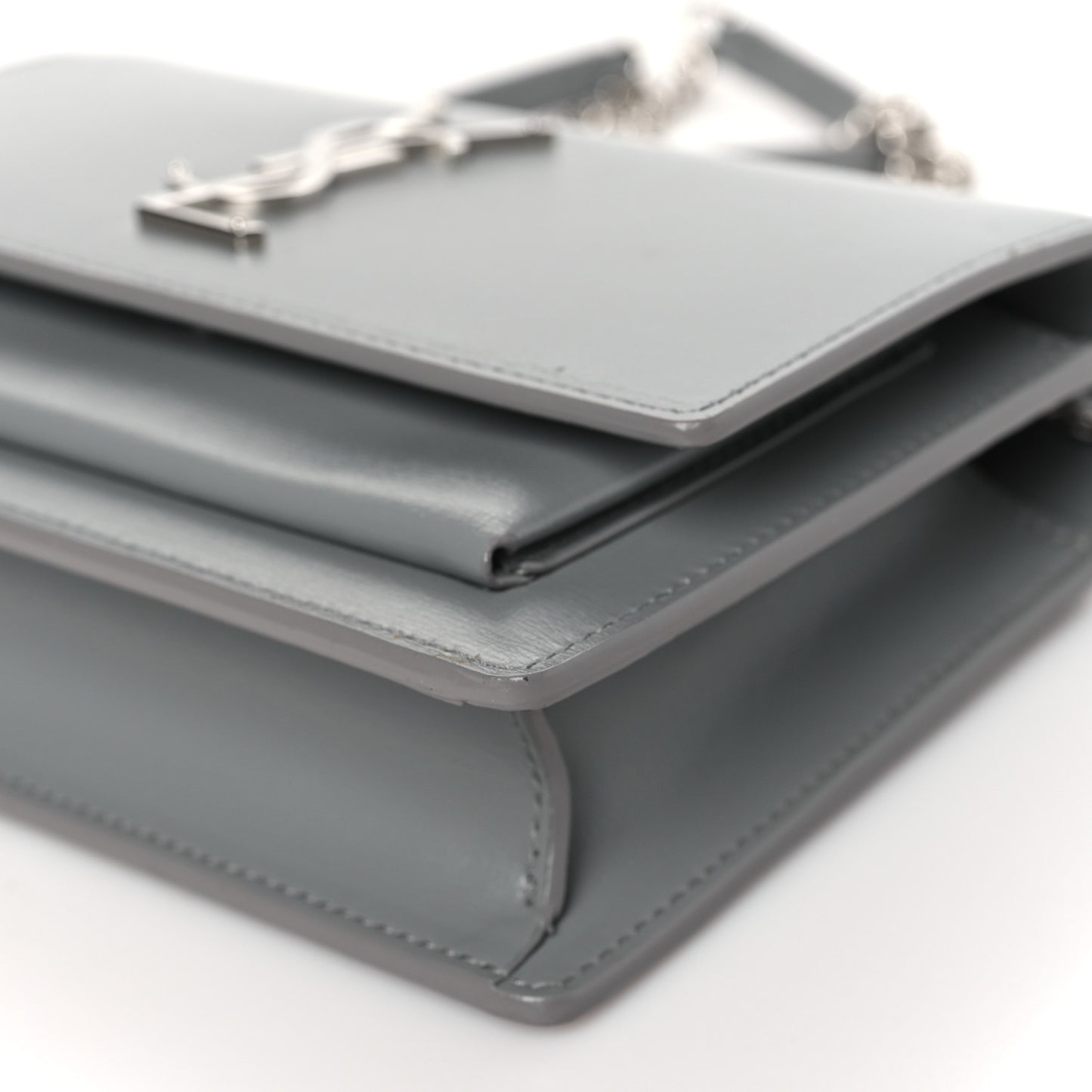 Calfskin Monogram Sunset Top Handle Chain Wallet New Stone Grey