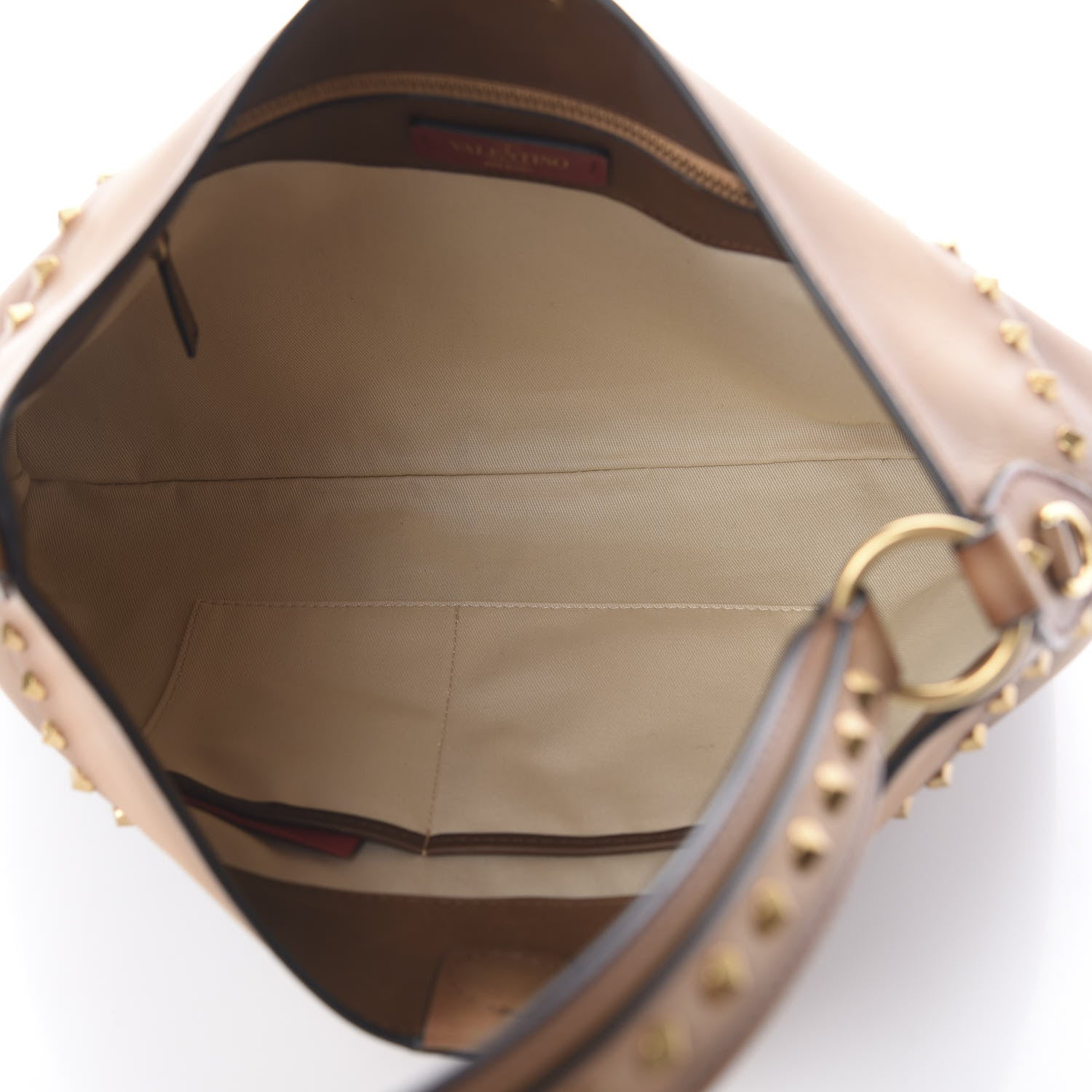 Valentino Garavani Buffed Calfskin Medium Twinkle Studs Hobo Camel 4 of 8