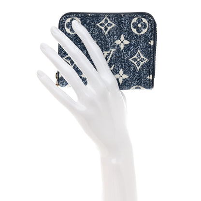 Louis Vuitton Denim Monogram Jacquard Zippy Coin Purse Bleu 2 of 7