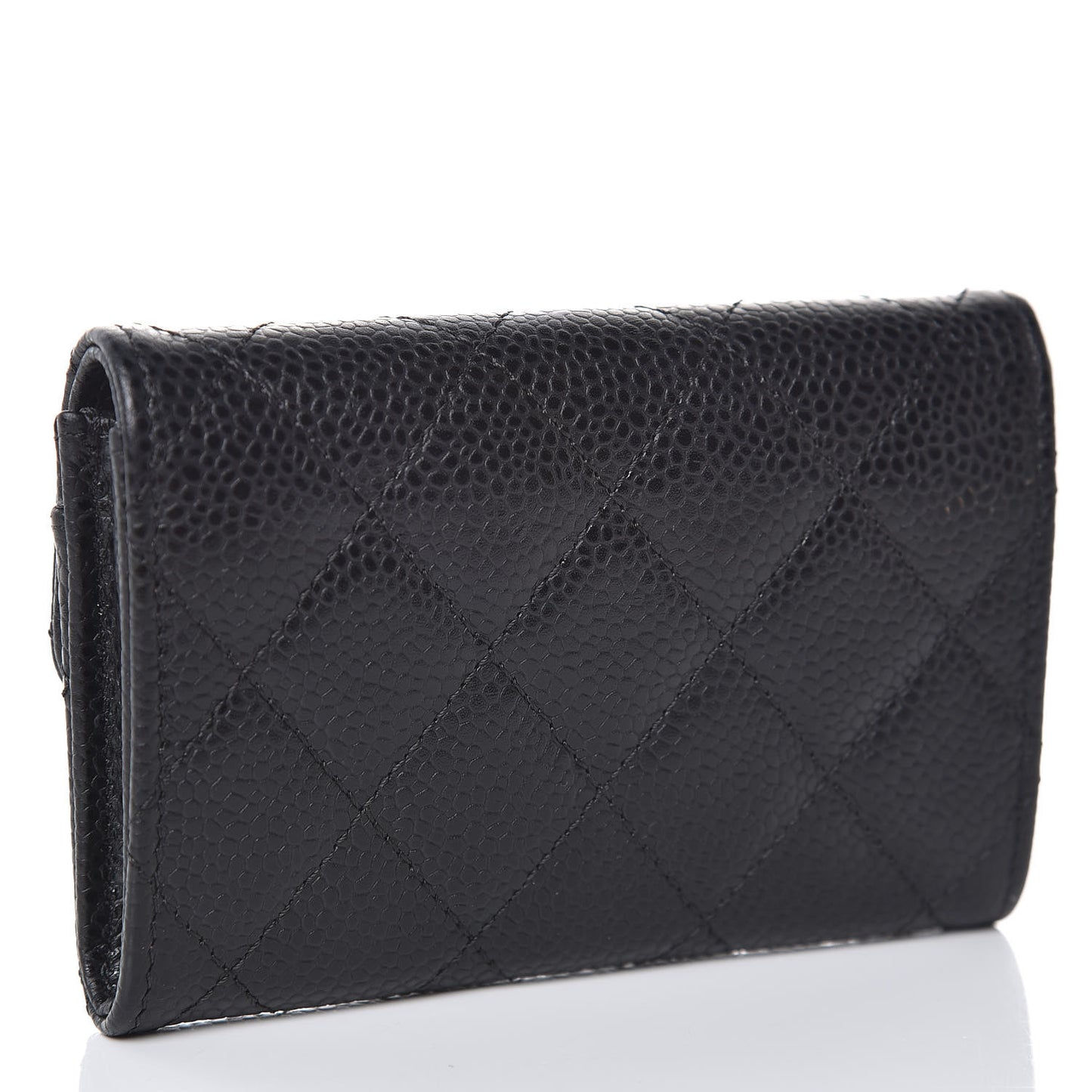 Caviar Quilted Flap Card Holder Black