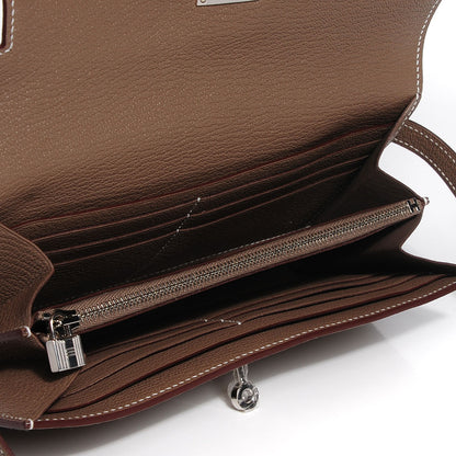 Hermes Chevre Mysore Kelly Longue Wallet Etoupe 15 of 16