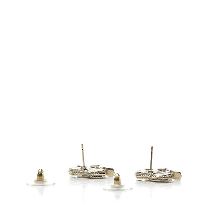 Chanel Glitter Enamel CC Earrings Grey Gold 3 of 4
