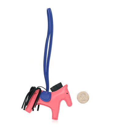 Hermes Milo Lambskin Grigri Rodeo Horse Bag Charm PM Rose Azalee Vert Cypress Bleu Electrique 2 of 5