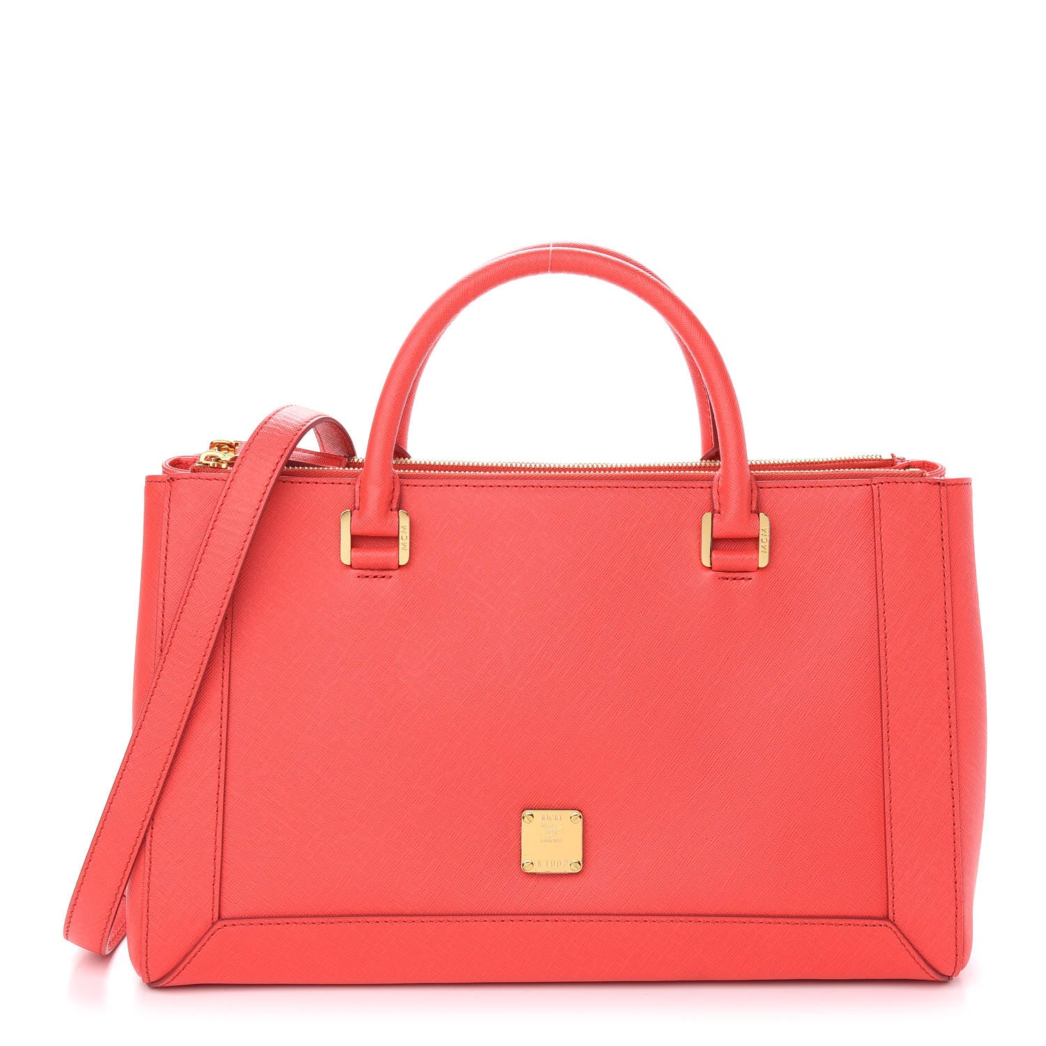 MCM Saffiano Nuovo Tote Hot Coral 1 of 9