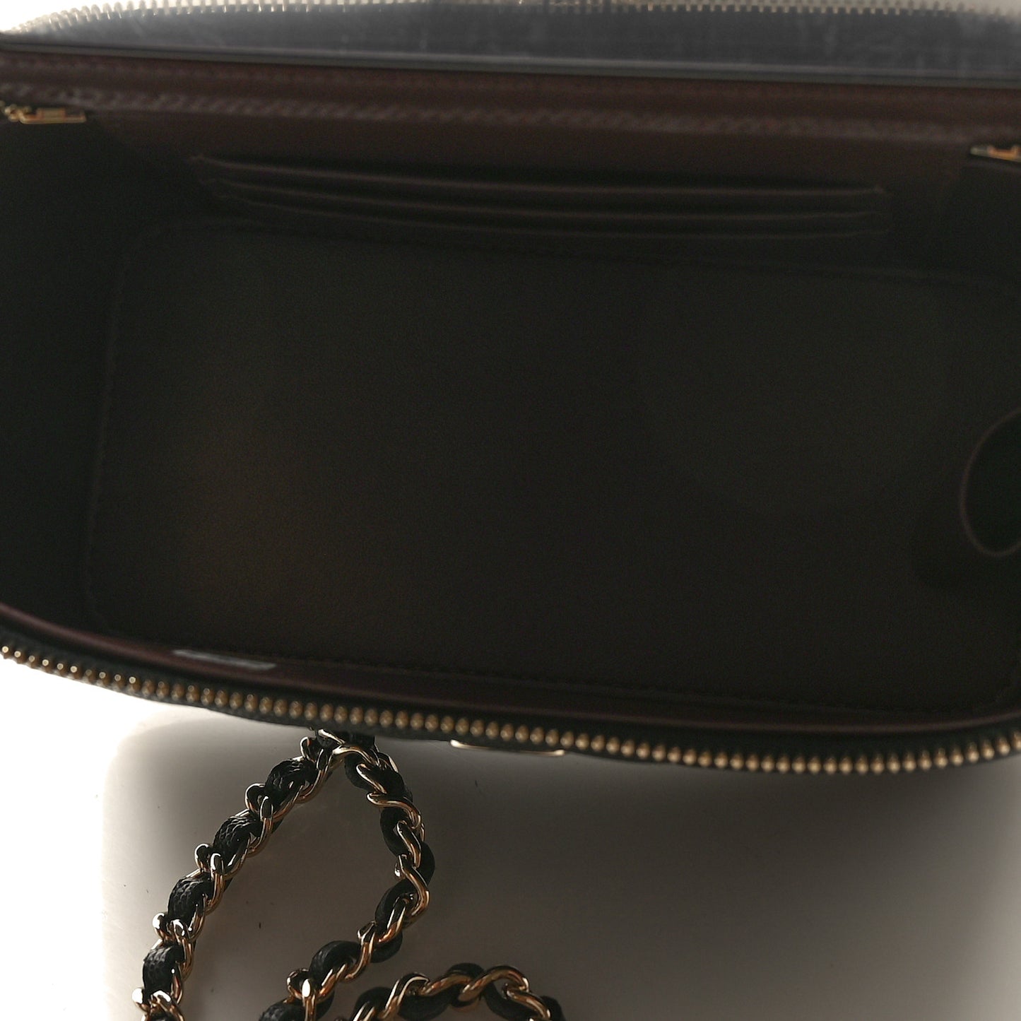 Caviar Quilted Small Vanity Case With Chain Black