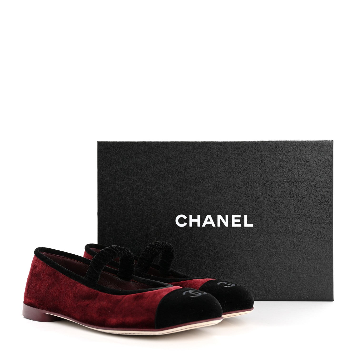 Chanel Velvet Mary Jane Flats 38 Burgundy Black 10 of 10