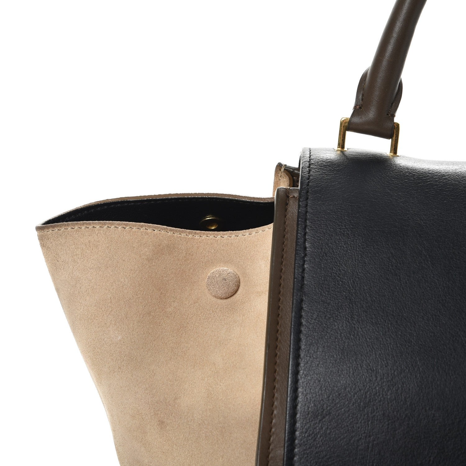Celine Calfskin Suede Tri-color Large Trapeze Olive 15 of 22