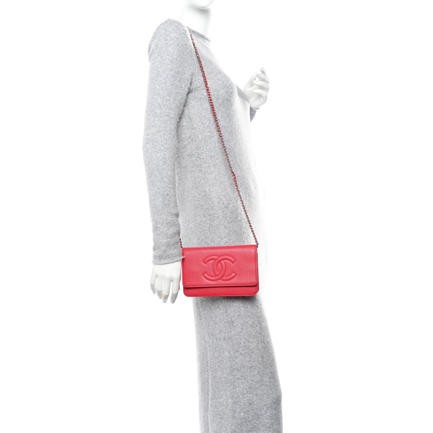 Chanel Caviar Timeless CC Wallet on Chain WOC Dark Pink 2 of 11