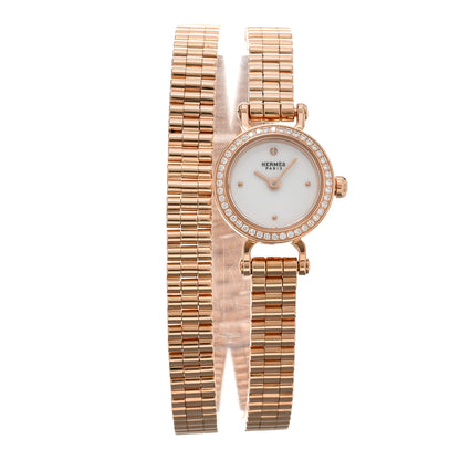 Hermes 18K Rose Gold Diamond 16mm Faubourg Double Tour Quartz Watch 1 of 4