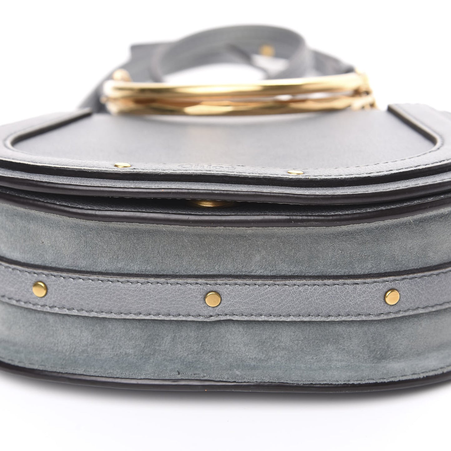 Calfskin Suede Small Nile Bracelet Bag Cloudy Blue