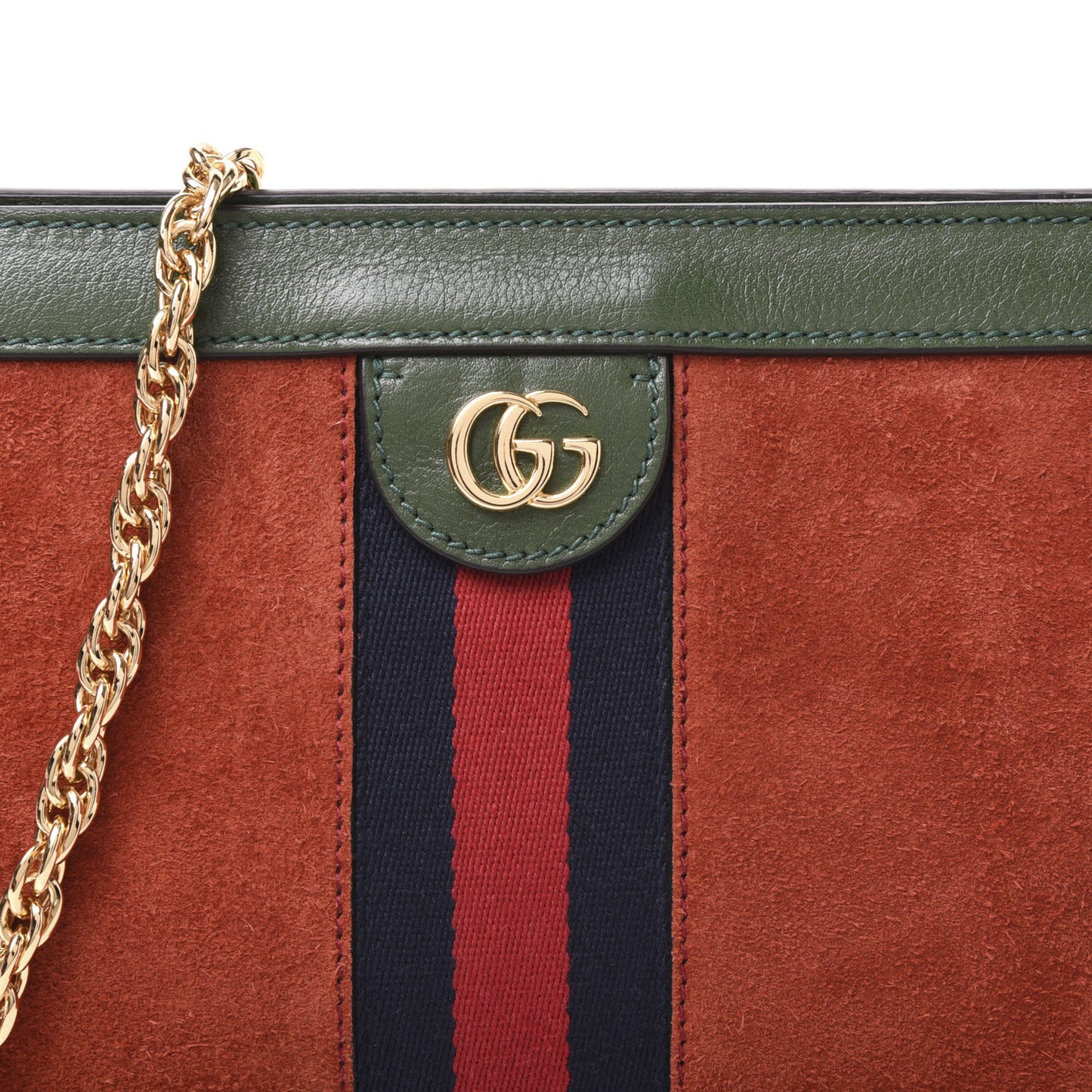 Suede Calfskin GG Web Small Ophidia Chain Shoulder Bag Brown Red Green