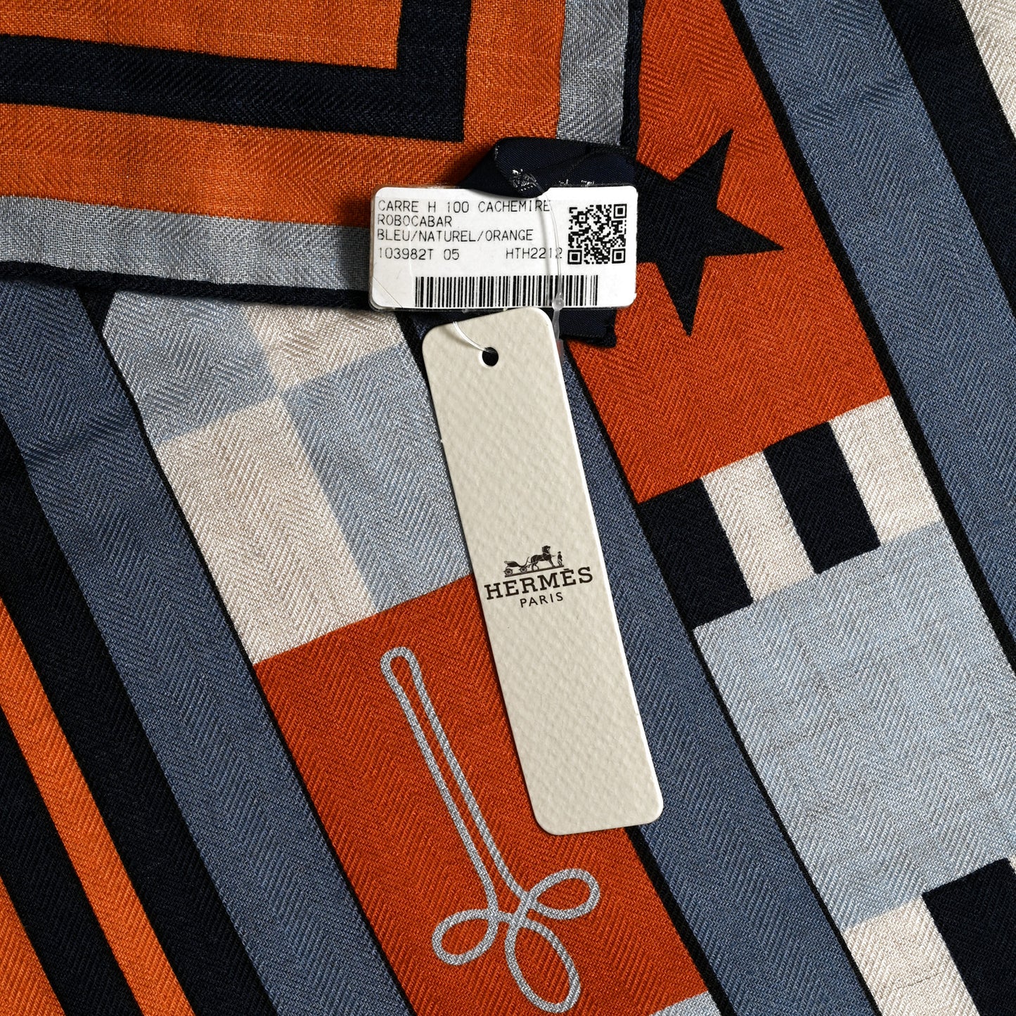 Cashmere Silk Robocabar Scarf 100 Bleu Naturel Orange
