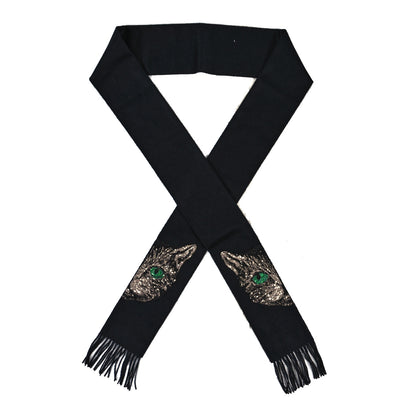 Gucci Wool Crystal Cat Scarf Black 1 of 3