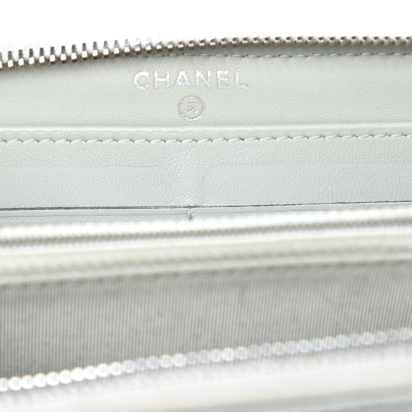 Lambskin Quilted Large Gusset Zip Around Wallet Light Green