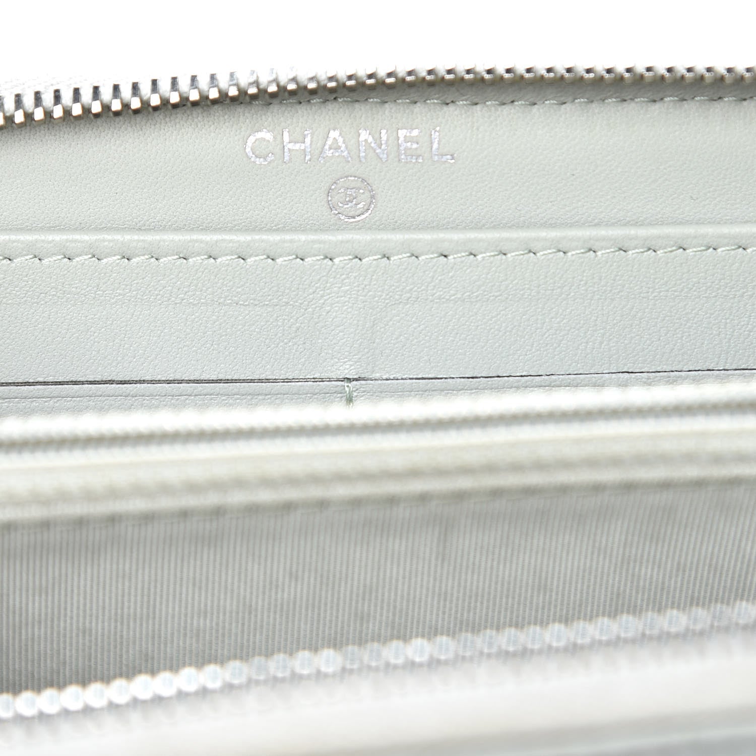 Chanel Lambskin Quilted Large Gusset Zip Around Wallet Light Green 6 of 14