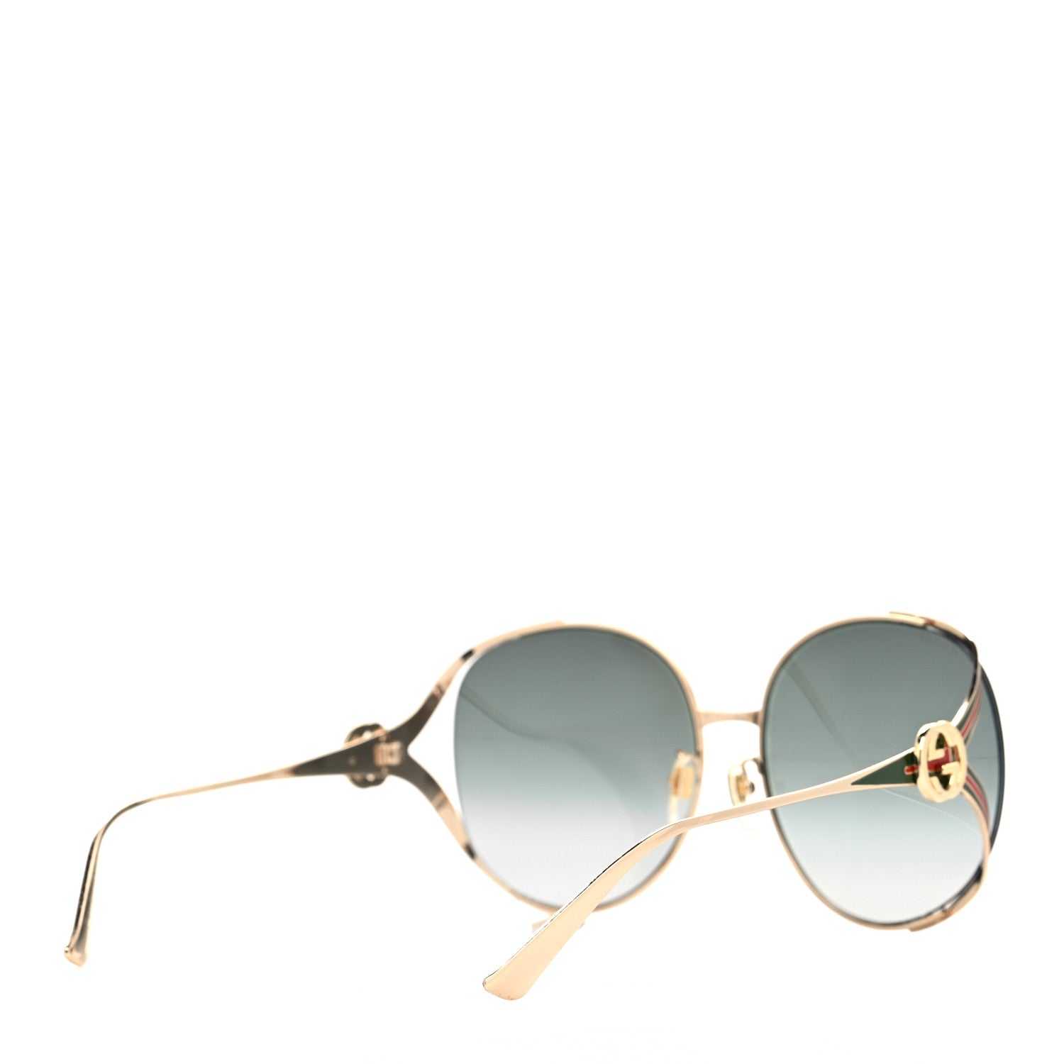 Gucci Metal Oversized Round Frame GG0225S Sunglasses Gold 4 of 7