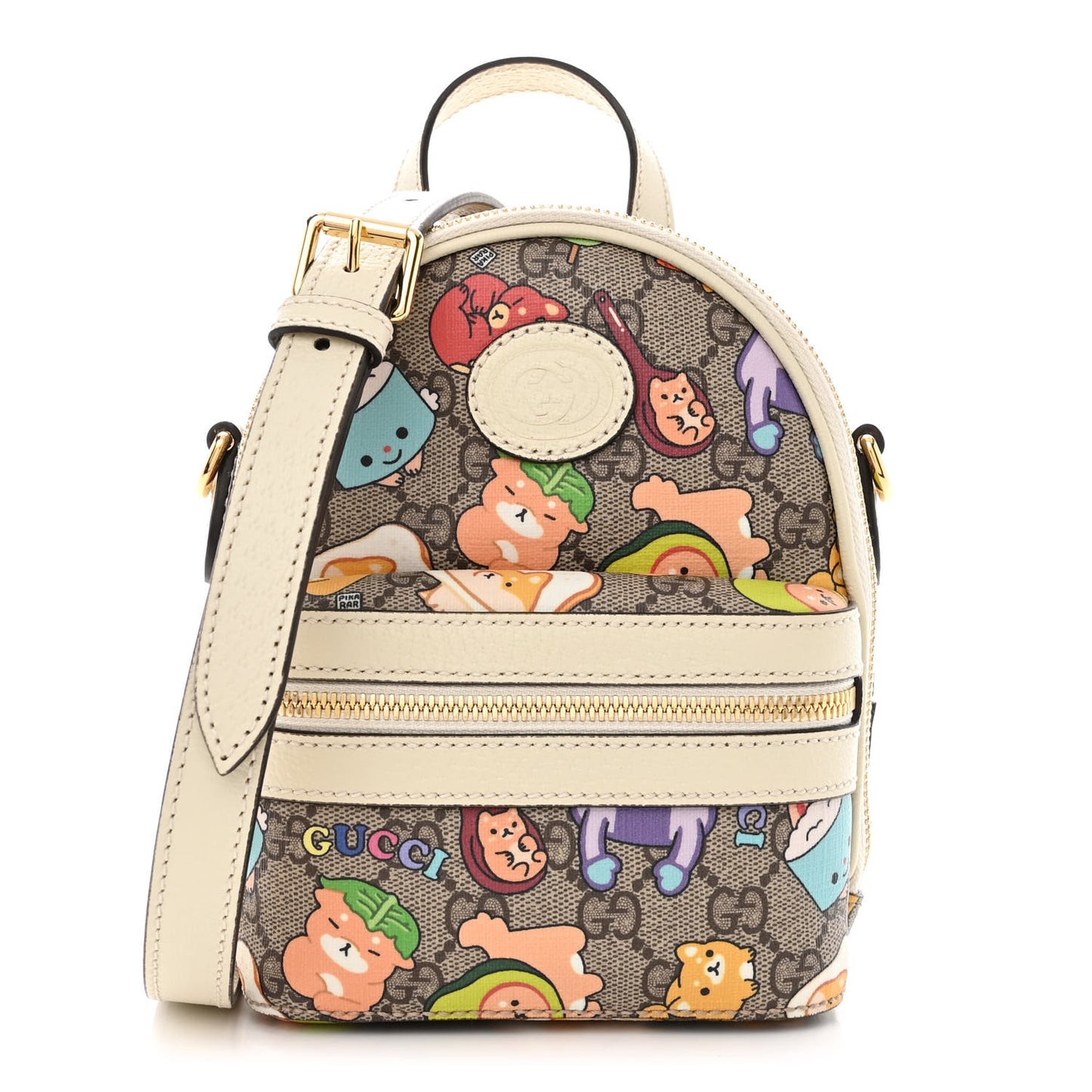 X PIKARAR GG Supreme Monogram Textured Dollar Calfskin Animal Print Retro Interlocking G Multi-Function Bag Beige Ebony Multicolor Mystic White