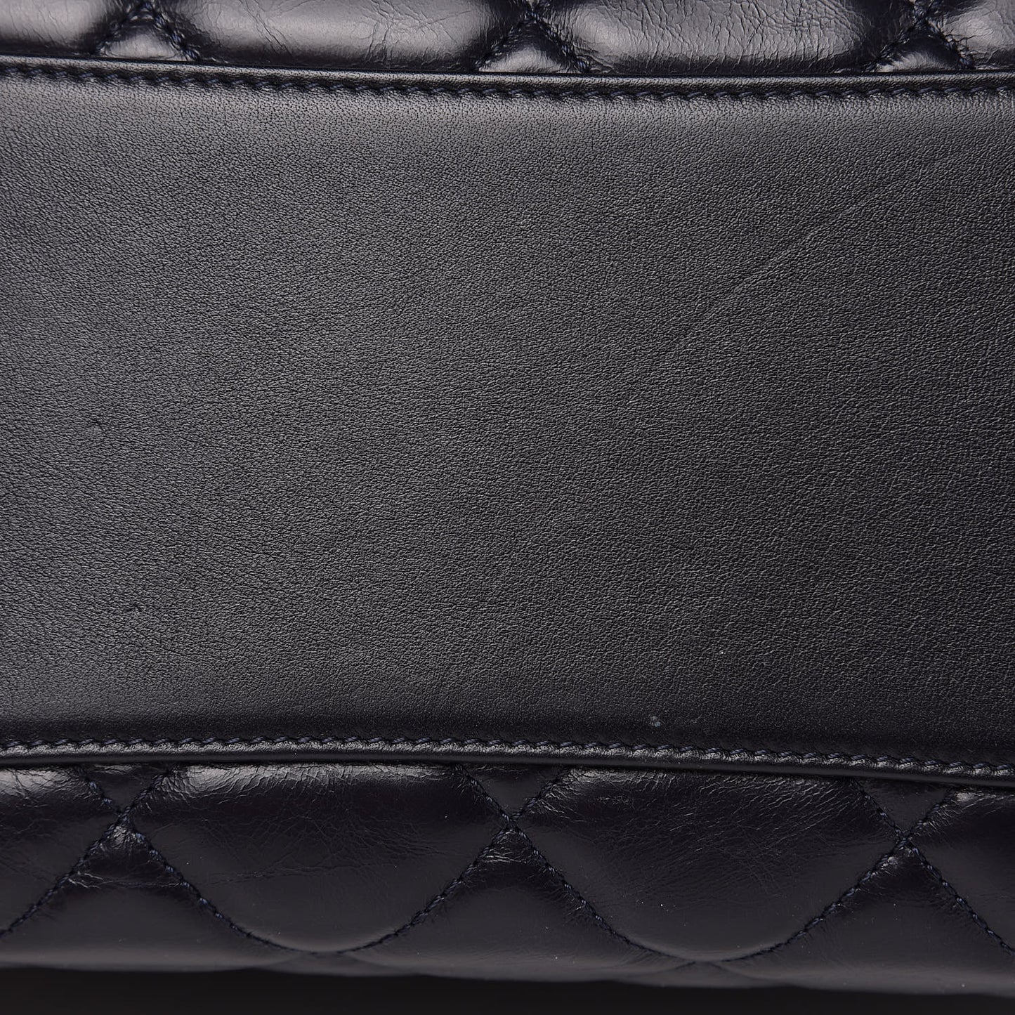 Calfskin Quilted Large Gold Bar Top Handle Tote Dark Navy Blue