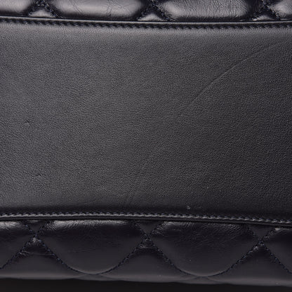 Chanel Calfskin Quilted Large Gold Bar Top Handle Tote Dark Navy Blue 11 of 15