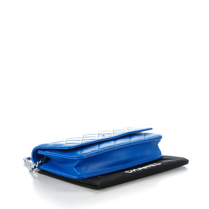 Chanel Lambskin Quilted Wallet On Chain WOC Bright Blue 4 of 8