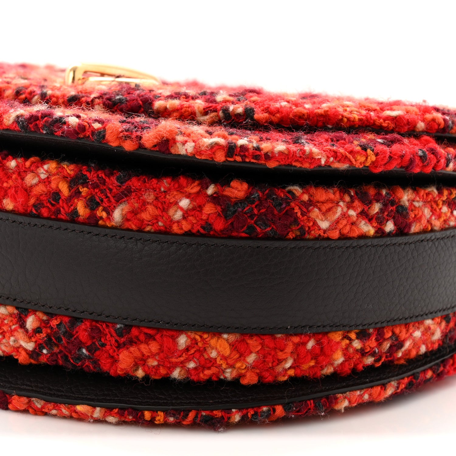Burberry Tweed Check Medium Rocking Horse Crossbody Red Black