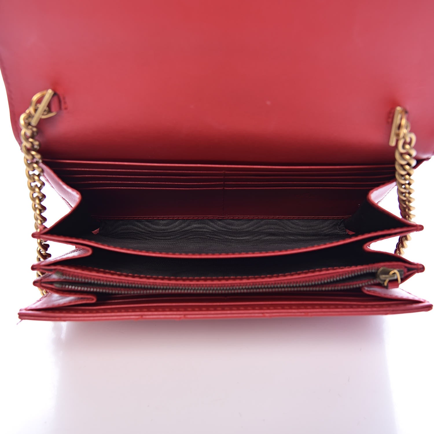 Gucci Calfskin Matelasse GG Marmont Chain Wallet Hibiscus Red 5 of 13