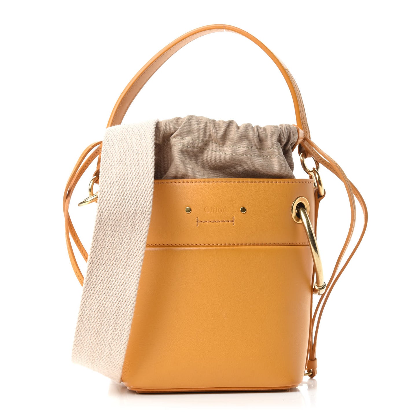 Smooth Calfskin Mini Roy Bucket Bag Burning Camel