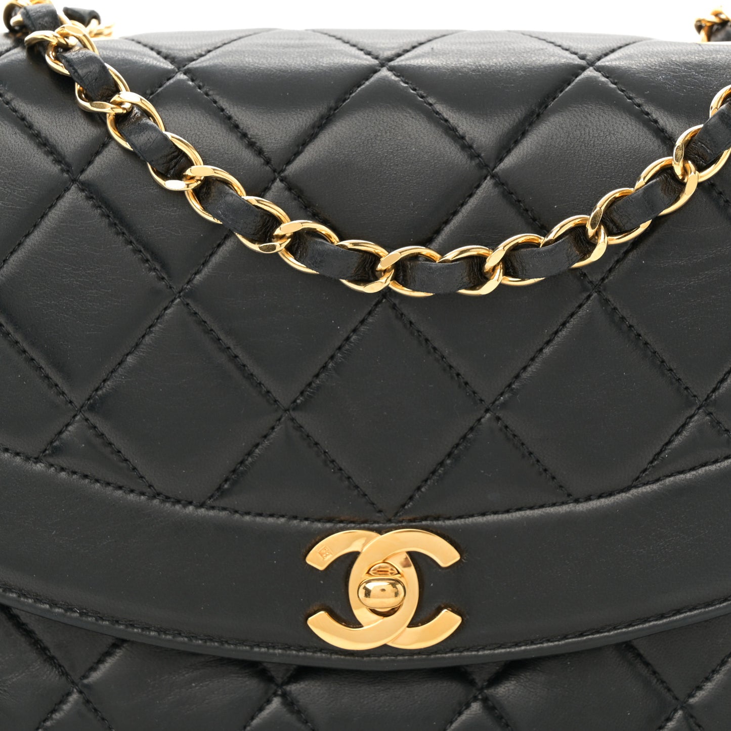 Lambskin Quilted Small Single Flap Black