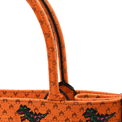 Christian Dior Canvas Embroidered Medium Dino Book Tote Orange Multicolor 11 of 11